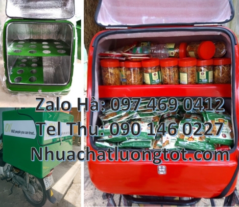 Túi giữ nhiệt giao hàng, Thùng chở hàng xe máy cũ Thùng giao hàng composite, thùng giao trà sữa chi