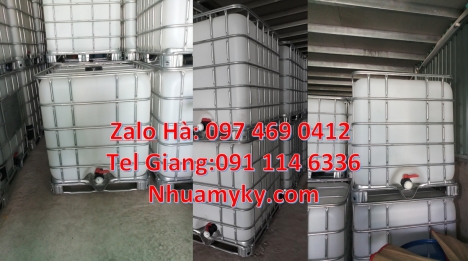 bồn nhựa 1 khối nhập khẩu, bồn nhựa vuông 1000 lít đựng phân bón Thùng ibc 1000l có khung thép, Tan