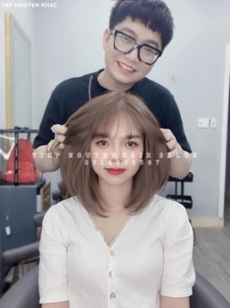 Tóc uốn xoăn hippie tự nhiên mái bay, học tóc hà nội.