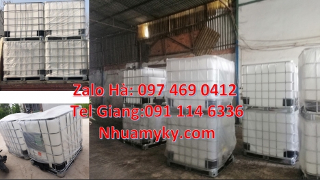 bồn nhựa 1 khối nhập khẩu, bồn nhựa vuông 1000 lít đựng phân bón Thùng ibc 1000l có khung thép, Tan