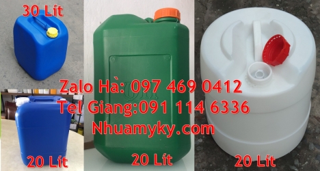 can 25l trắng, Can 25l đựng phân bón. Can dẹp 30l đựng sữa tươi, Can nhựa 20l hdpe, can 18l tròn đựn