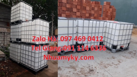 bồn nhựa 1 khối nhập khẩu, bồn nhựa vuông 1000 lít đựng phân bón Thùng ibc 1000l có khung thép, Tan