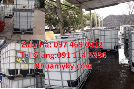 bồn nhựa 1 khối nhập khẩu, bồn nhựa vuông 1000 lít đựng phân bón Thùng ibc 1000l có khung thép, Tan