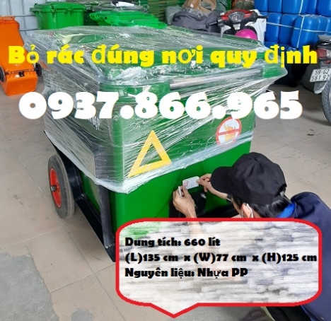 Xe gom rác tại hà nội, thùng rác công cộng, xe gom rác tại toàn nhà chung cư, thùng rác 660l có bánh