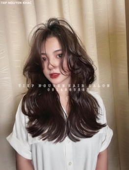 Tóc uốn xoăn hippie tự nhiên mái bay, học tóc hà nội.