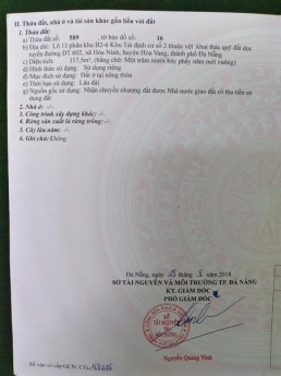 Bán đất TĐC Hoà Ninh 2 Hòa Vang đường 7m5 giá rẻ