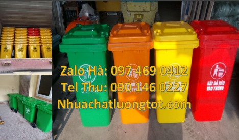 Xe gom rác 120l 240l, thùng rác 60 lít có bánh xe Thùng rác 60 lít, Thùng rác 120l nắp k