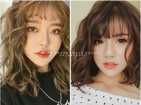 Học nghề tóc, uốn sóng lơi ngang vai cho nữ mặt tròn. tiệp nguyễn.
