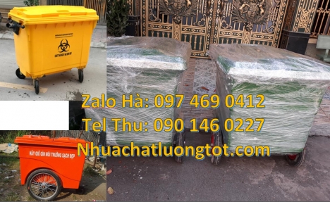 Xe thu gom rác 660l 1000l 3 bánh hơi, Xe chở rác 660 lít, xe chở rác 1000 lít, báo giá xe đẩy rác 66