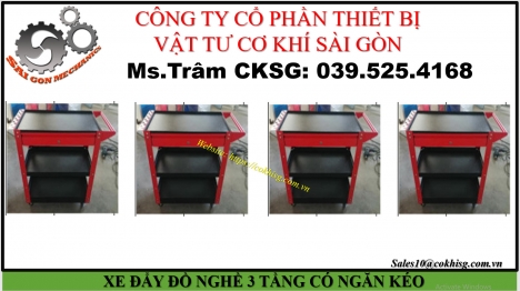 XE ĐẨY ĐỒ NGHỀ 3 TẦNG CÓ NGĂN KÉO