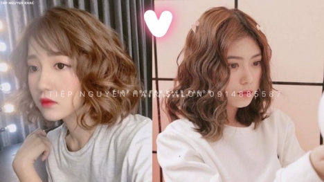 Tóc xoăn lơi uốn ngắn mái bay, học nghề tóc Tiệp Nguyễn