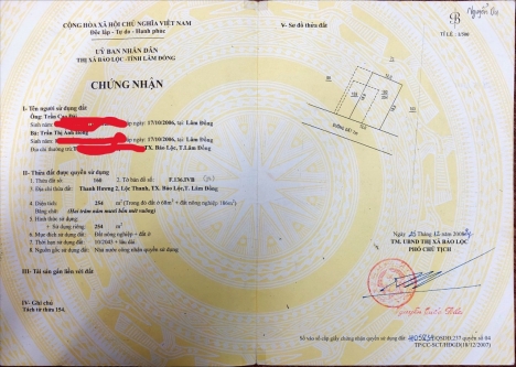 cần tiền chữa bênh bán gấp lô đất mặt tiền Nguyễn Du , tp.Bảo  Lộc .