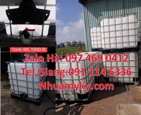 bồn ibc 1 khối màu trắng, Tank ibc nhựa 1000l, thùng ibc 1000L, bồn nhựa vuông dung tích lớn, thùng