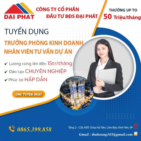 Tuyển dụng nhân viên văn phòng làm việc tại vĩnh yên