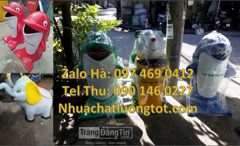 Sọt rác hình con vật, thùng rác cánh cụt, thùng rác con voi, thùng rác cá heo, thùng nh