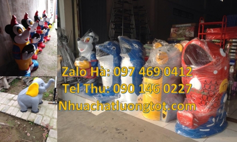 Sọt rác hình con vật, thùng rác cánh cụt, thùng rác con voi, thùng rác cá heo, thùng nh