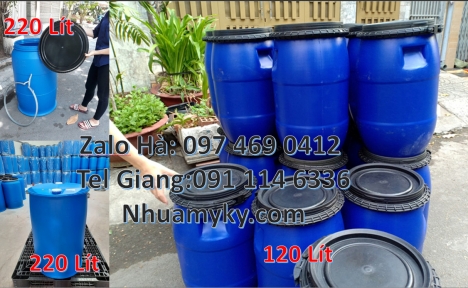 Phuy nhựa 150 lít nắp mở, Phuy nhựa xanh Thùng phi màu xanh Thùng phuy nhựa 120 lít, Thùng phuy nh