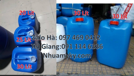 can nhựa 1 lít đựng phẩm màu, can dẹp 30 lít đựng thuốc thú y giá rẻ, can 20l vuông xanh, can 25l