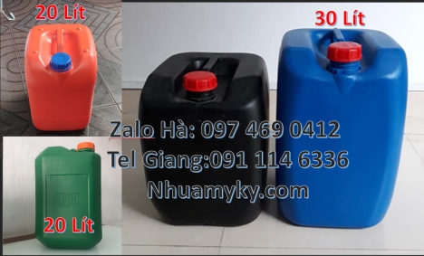 can nhựa 1 lít đựng phẩm màu, can dẹp 30 lít đựng thuốc thú y giá rẻ, can 20l vuông xanh, can 25l