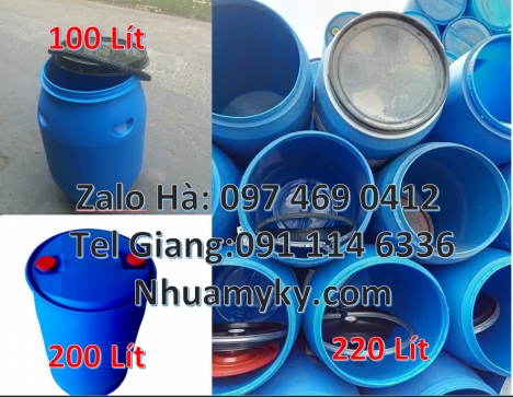 Phuy nhựa 150 lít nắp mở, Phuy nhựa xanh Thùng phi màu xanh Thùng phuy nhựa 120 lít, Thùng phuy nh