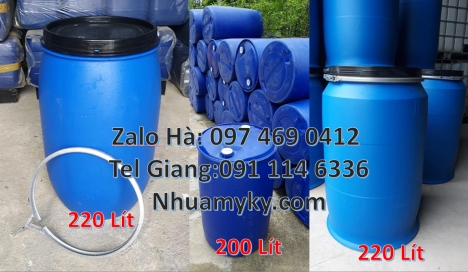 Phuy nhựa 150 lít nắp mở, Phuy nhựa xanh Thùng phi màu xanh Thùng phuy nhựa 120 lít, Thùng phuy nh