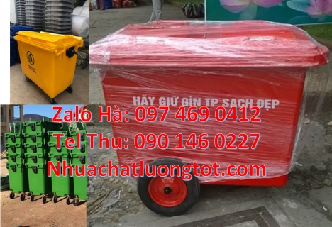 Xe chở rác công nghiệp, nơi bán xe thu gom rác 660l 1000l, Xe thu gom rác 660l 1000l 3 bánh hơi, Xe