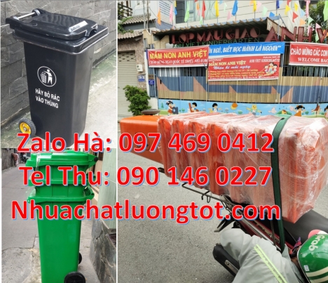 thùng rác 240l hdpe,Thùng rác 240 lít nắp kín nhựa composite, Thùng phân loại rác 3 ngăn, Thù