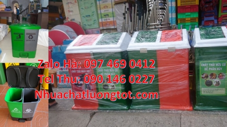 Thùng rác 2 ngăn nắp lật, Thùng rác 3 ngăn bập bênh thùng rác chống cháy Thùng đựng rác 3 ngăn comp