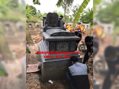 Mộ đá xanh đẹp giá rẻ thi công tại HOÀ BÌNH