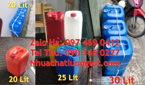 can 20 lít tròn đựng nước khoáng, can 30l đựng hóa chất can 10l dẹp đựng axit Can 25l đựng phân bó