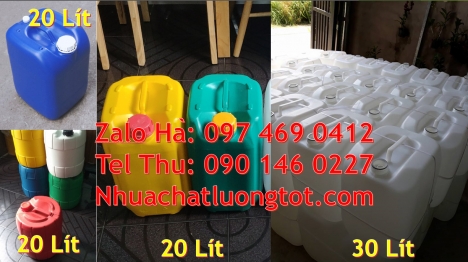can 20 lít tròn đựng nước khoáng, can 30l đựng hóa chất can 10l dẹp đựng axit Can 25l đựng phân bó