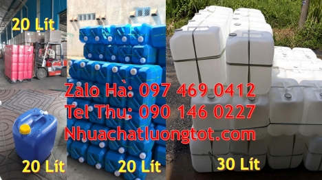 can 20 lít tròn đựng nước khoáng, can 30l đựng hóa chất can 10l dẹp đựng axit Can 25l đựng phân bó