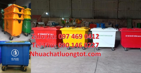 Xe chở rác công nghiệp, nơi bán xe thu gom rác 660l 1000l, Xe thu gom rác 660l 1000l 3 bánh hơi, Xe