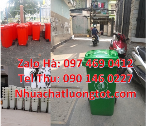 thùng rác 240l hdpe,Thùng rác 240 lít nắp kín nhựa composite, Thùng phân loại rác 3 ngăn, Thù