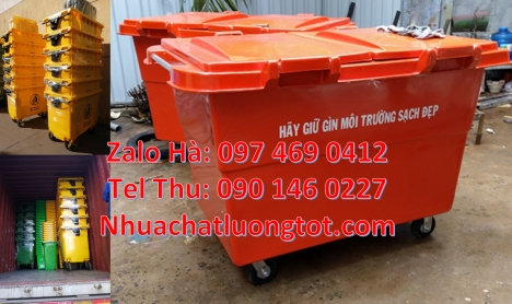 Xe chở rác công nghiệp, nơi bán xe thu gom rác 660l 1000l, Xe thu gom rác 660l 1000l 3 bánh hơi, Xe