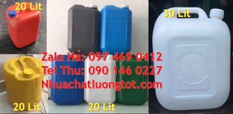 can 20 lít tròn đựng nước khoáng, can 30l đựng hóa chất can 10l dẹp đựng axit Can 25l đựng phân bó