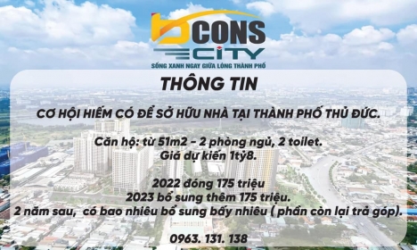 CƠ HỘI TỐT NHẤT SỞ HỮU CĂN HỘ THỦ ĐỨC BCONS CITY _ THÁP GREEN TOPAZ 2PN/2WC 1 TỶ 8 GIÁ TỐT NHẤT THỊ