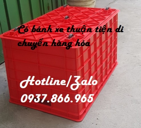 Thùng nhựa dùng trong nhà máy di chuyển hàng hóa dễ dàng, thùng nhựa có bánh xe