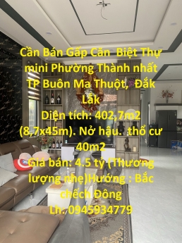 Cần Bán Gấp Căn  Biệt Thự mini Phường Thành nhất TP Buôn Ma Thuột,  Đắk Lắk