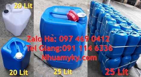 Can nhựa 25 lít đựng nông dược. Can 10 đựng axit. Can 18 lít tròn đựng café, can 30l dẹp, can 25l xa
