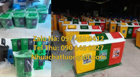 Thùng rác nắp lật bộ 3, Thùng rác 2 ngăn nắp lật Thùng rác 3 ngăn bập bênh Nơi bán Thùng Rác 2 Ngă