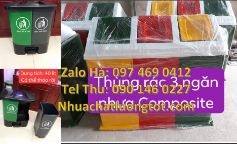 Thùng rác nắp lật bộ 3, Thùng rác 2 ngăn nắp lật Thùng rác 3 ngăn bập bênh Nơi bán Thùng Rác 2 Ngă