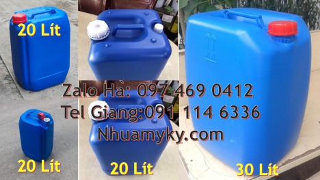 can 25l trắng, Can vuông 20l đựng mủ cao su. Can trong 25l đựng dung môi, Can 25 lít xanh đựng cồn,