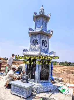 Các mẫu mộ tháp phật giáo bằng đá được chế tác tại làng nghề đá Ninh Vân