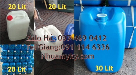 can 25l trắng, Can vuông 20l đựng mủ cao su. Can trong 25l đựng dung môi, Can 25 lít xanh đựng cồn,