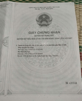 Bán 2 căn nhà cấp 4 liền kề Ấp Đình Xã Tân Xuân Hóc Môn