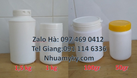 Hũ 50gram đựng phân bón, hũ 50gra đựng thuốc thú y hũ 100gr, hỹ ly thái 200gr hũ 250 gram đựng thự