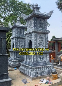 Các mẫu mộ tháp phật giáo bằng đá được chế tác tại làng nghề đá Ninh Vân
