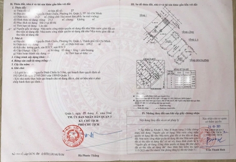 Bán nhà hẻm 3m (3X11m)- Nguyễn Đình Chiểu P4, Q3
DT: 3x11m, CN: 25,3m-7,3 tỷ