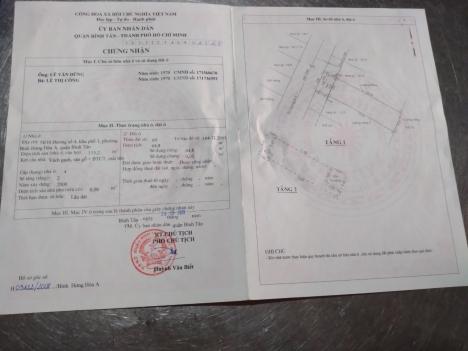 Lãi ngay 130 triệu!! Chủ bán một lầu nở hậu hẻm xe hơi Bình Hưng Hòa A, Bình Tân